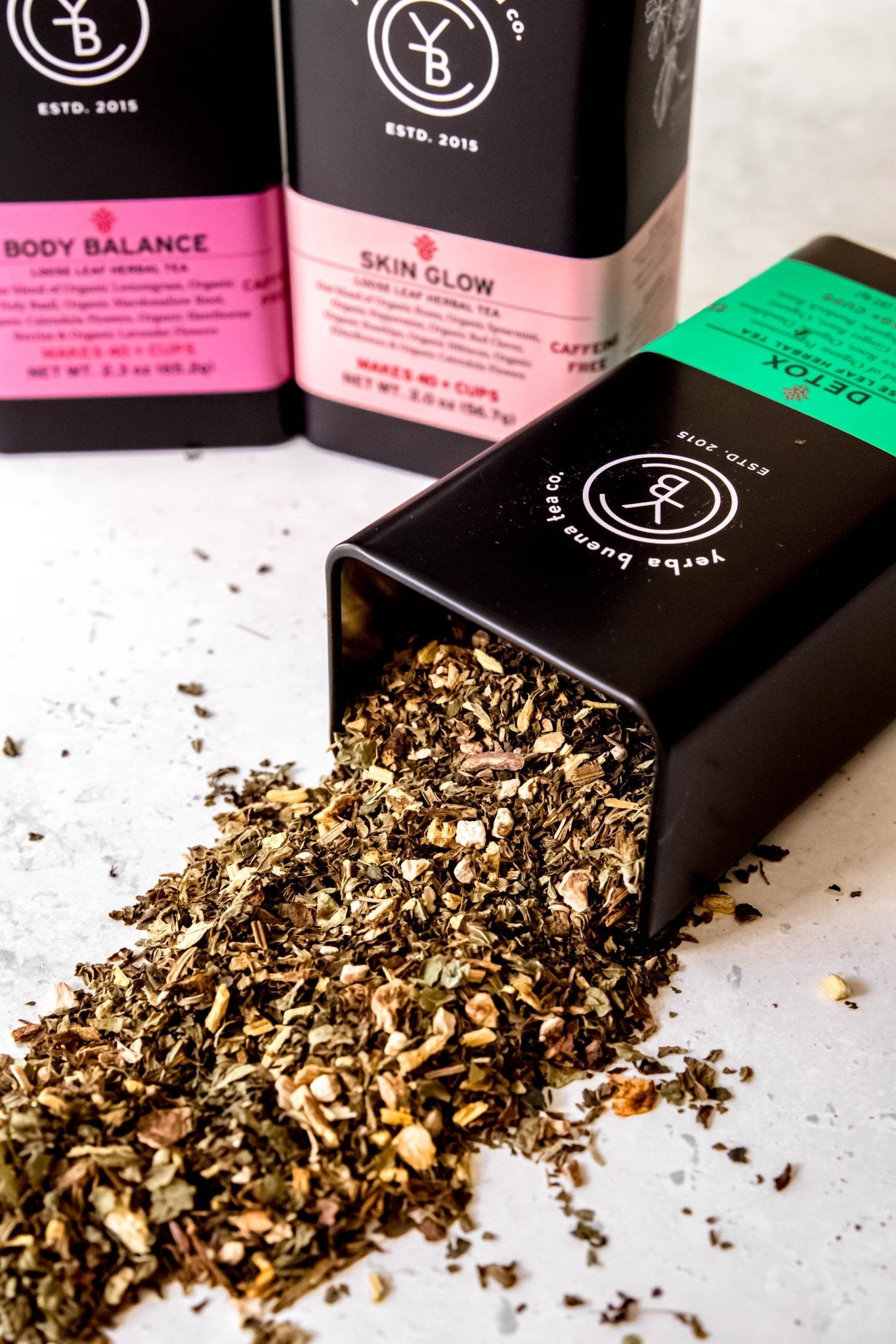 Organic herbal teas for beauty and skin health, featuring Hibiscus, Rosehips, and Calendula