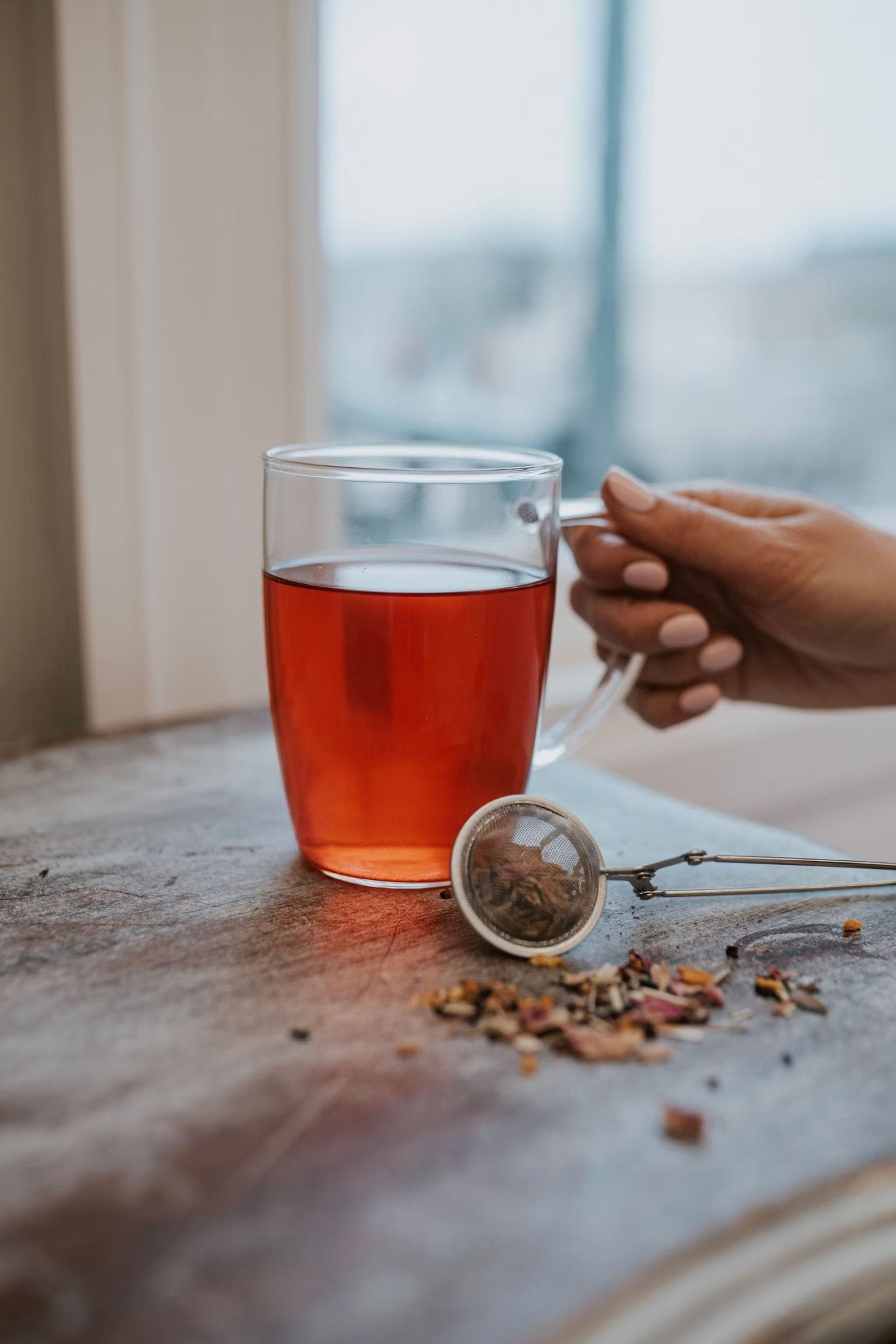 Organic floral teas with whole rose petals, lavender buds, jasmine blossoms, and chamomile flowers from Yerba Buena Tea Co.