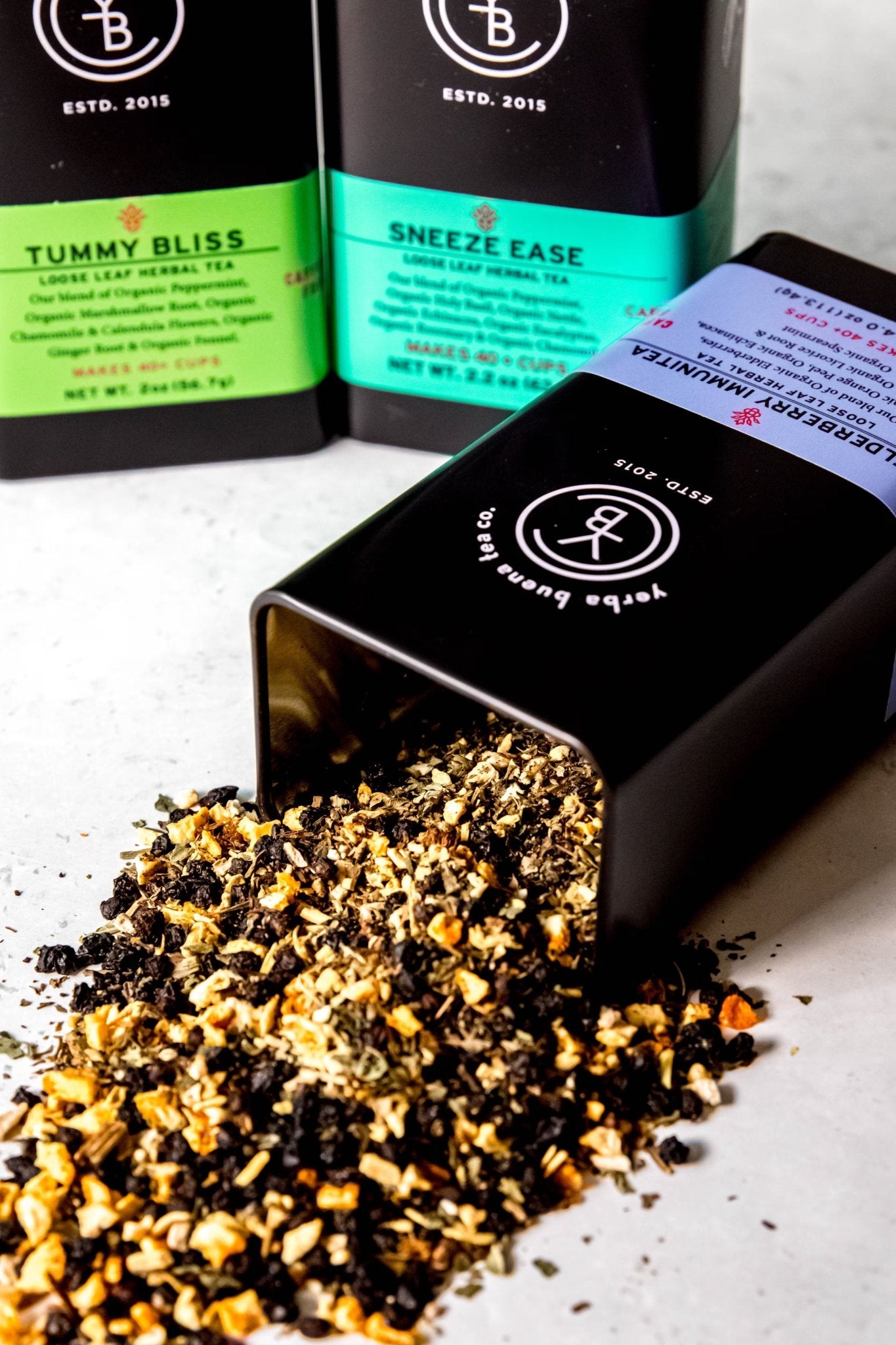 Organic immunity and wellness teas with elderberry and echinacea