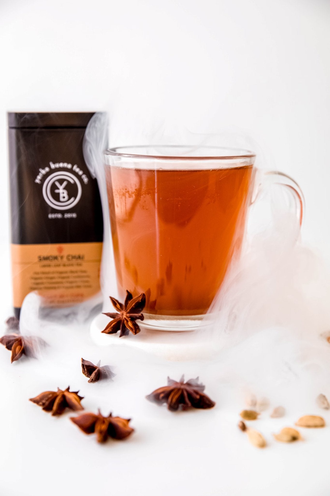 Loose leaf Lapsang Souchong and Gunpowder Green tea from YBTCO's Smoky & Bold collection