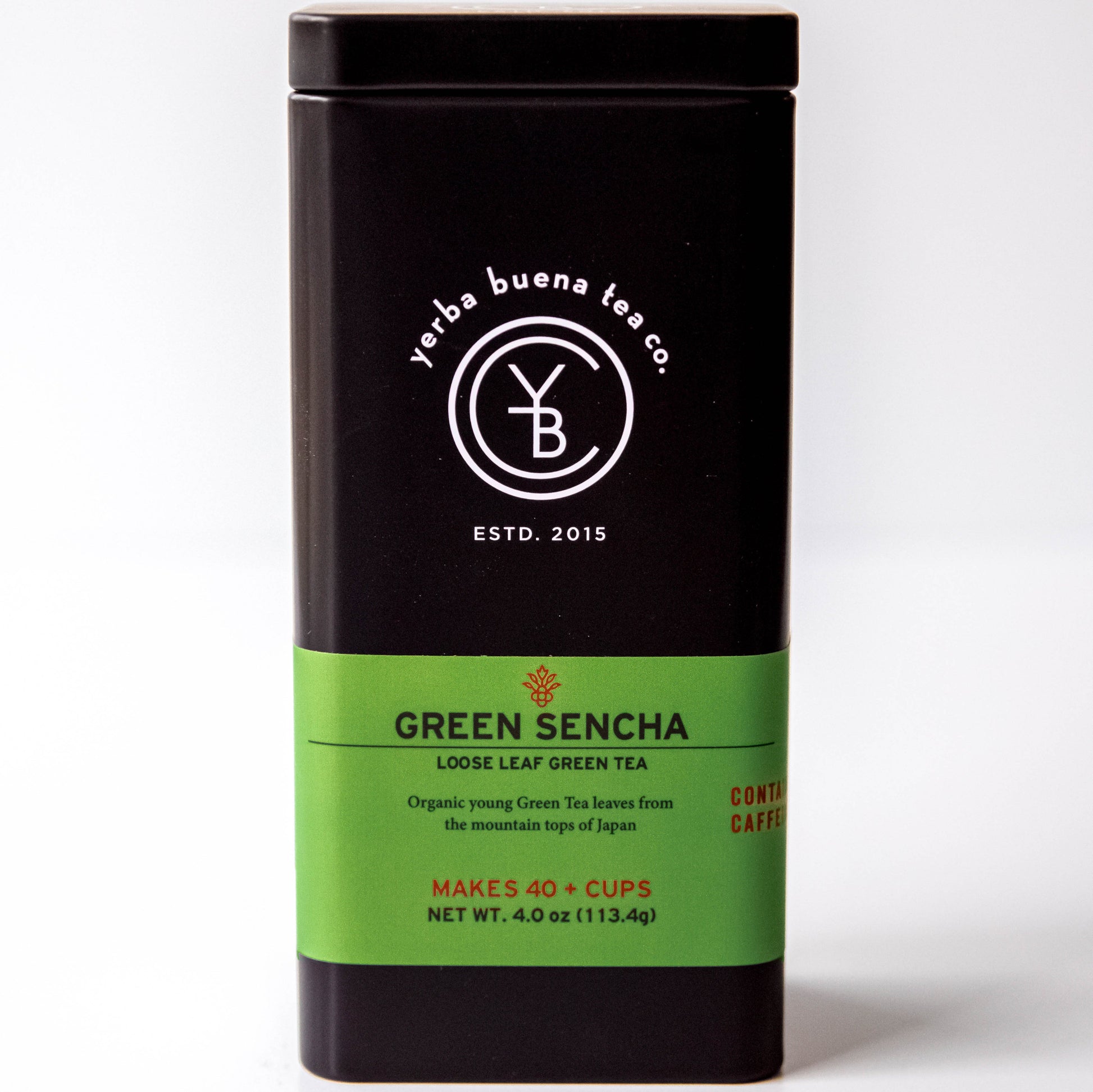 Yerba Buena Tea Co. Green Sencha loose-leaf tin. A vibrant and grassy organic green tea.