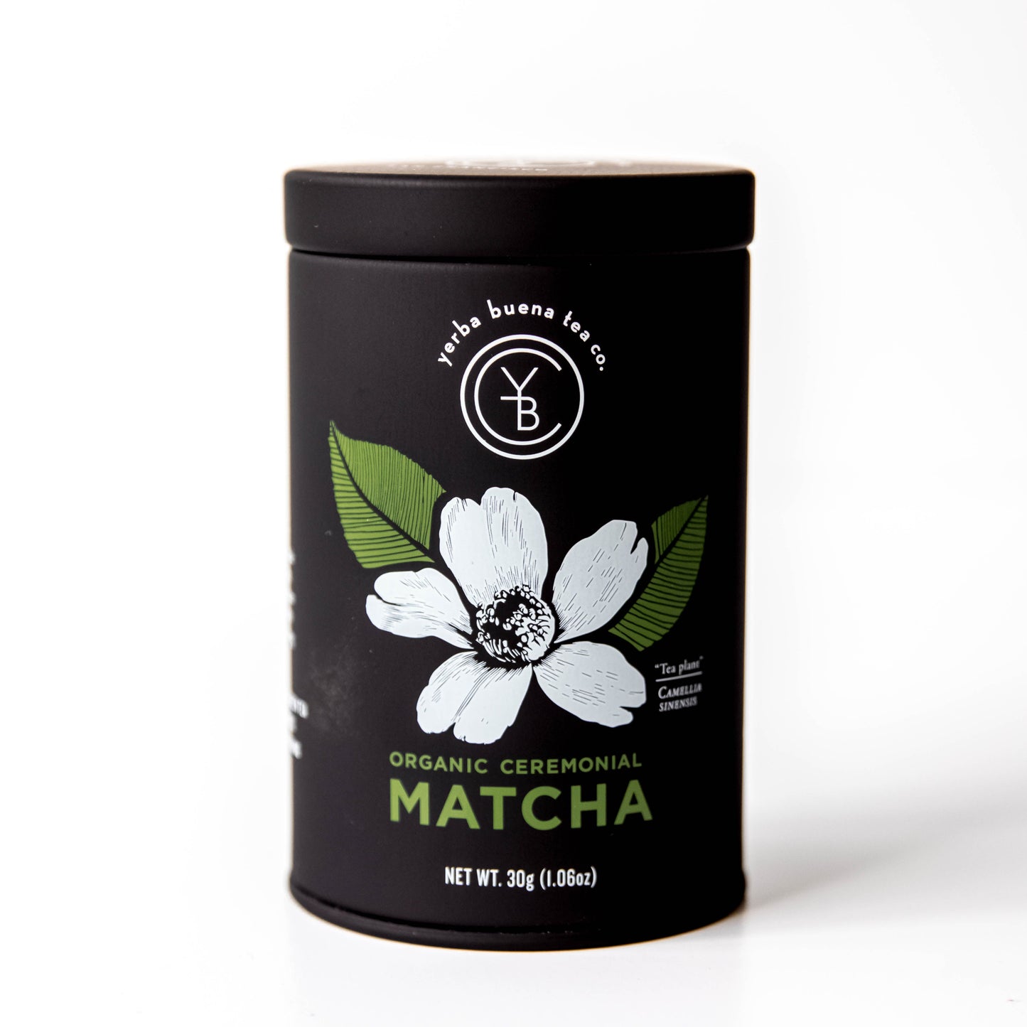 Yerba Buena Tea Co. Ceremonial Matcha tin. Vibrant organic green tea powder for a traditional matcha experience.