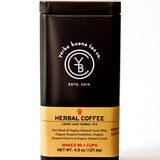 Herbal Coffee loose leaf herbal tea in black canister with gold label band, by Yerba Buena Tea Company.