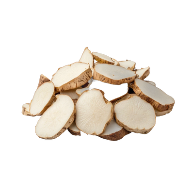 Dried burdock root pieces, earthy detox herb for cleansing tea blends, Yerba Buena Tea Co.