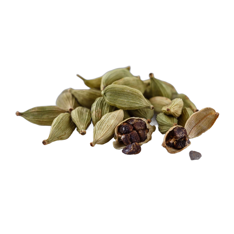 Green cardamom pods, aromatic warming spice for chai and herbal tea blends, Yerba Buena Tea Co.