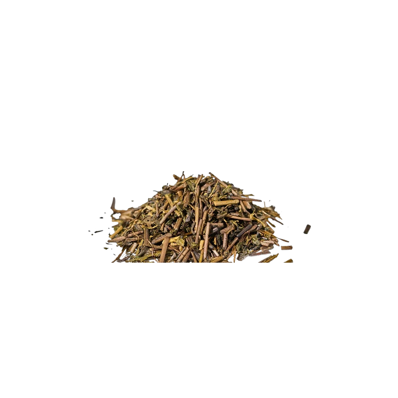 Roasted hojicha tea leaves, toasty low-caffeine Japanese loose leaf green tea, Yerba Buena Tea Co.