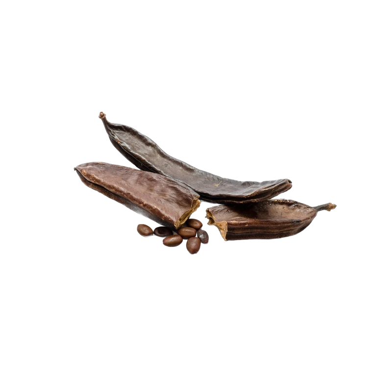 Roasted carob pieces, naturally sweet caffeine-free cacao alternative for tea, Yerba Buena Tea Co.